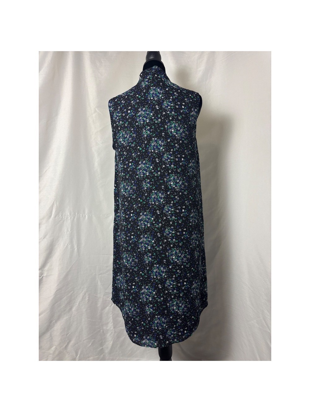 Stork & Babe Maternity Dress Medium Black Blue Green Floral V-Neck Sleeveless - Picture 4 of 6